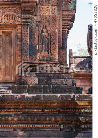 [世界遺產]吳哥考古學Banteay Srey的Devata 47053826