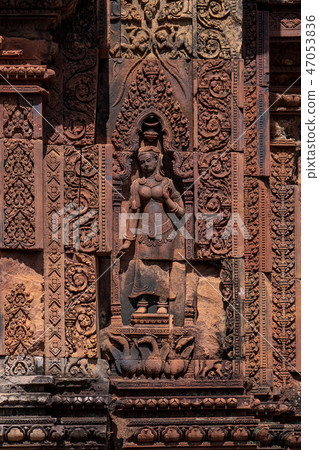 [世界遺產]吳哥考古學Banteay Srey的Devata 47053836