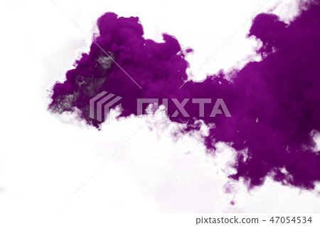 Purple and violet smoke isolated on white background 47054534