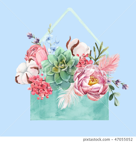 Watercolor floral vector composition 47055052