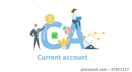 CA, Current Account. Concept with keywords, letters and icons. Flat vector illustration. Isolated on 47055117