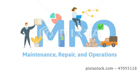 MRO, Maintenance, Repair, and Operations. Concept with keywords, letters and icons. Flat vector 47055118