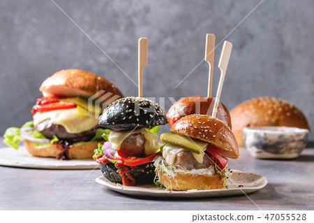 Homemade burgers variety Homemade burgers variety 47055528