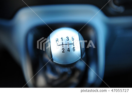 Car interior. manual transmission gear shift. Gray color Car interior. manual transmission gear shift. Gray color 47055727