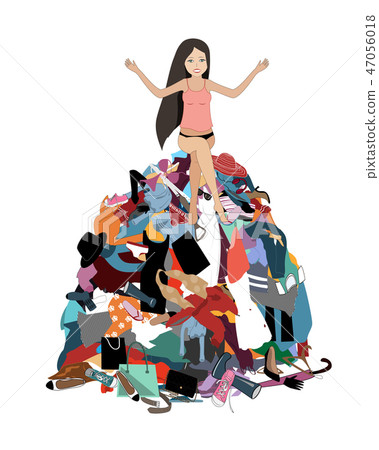 Nothing to wear concept, young attractive - Stock Illustration  [47056018] - PIXTA