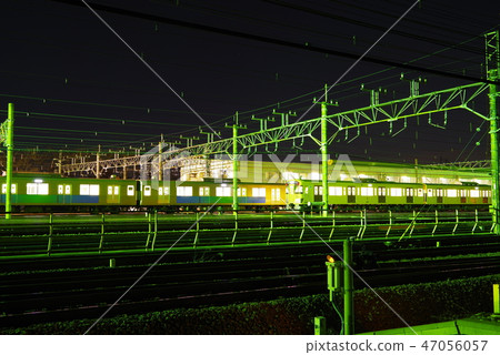Seibu line of Tamagawa Utsumi vehicle base at night Seibu line of Tamagawa Utsumi vehicle base at night 47056057