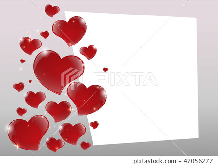 Valentines Day Card with mirrored shiny red hearts - Stock Illustration ...