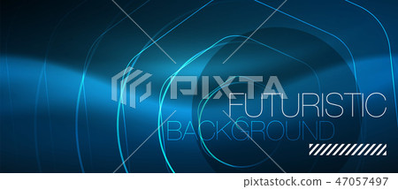 Neon glowing lines, magic energy space blue light concept, abstract background wallpaper design 47057497