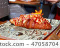 Hot croissant sandwich Hot croissant sandwich 47058704