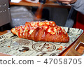 Hot croissant sandwich Hot croissant sandwich 47058705