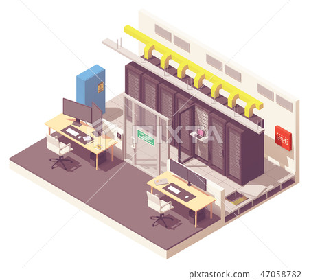 Vector isometric data center interior Vector isometric data center interior 47058782