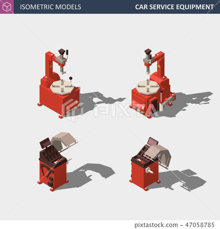 Car Service Machine Car Service Equipment Set. Vector Isometric... - Stock Illustration ...