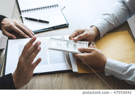 Anti bribery and corruption concept, Business man refusing and d 47058842