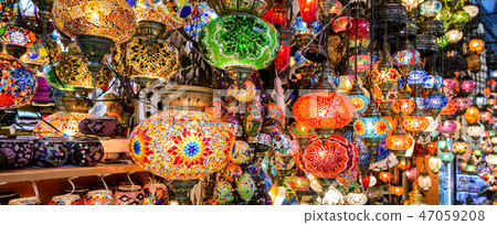 Beautiful lamps in Grand Bazaar, Istanbul, Turkey 47059208