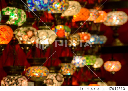 Lamps in Grand Bazaar as blur background, Istanbul 47059210
