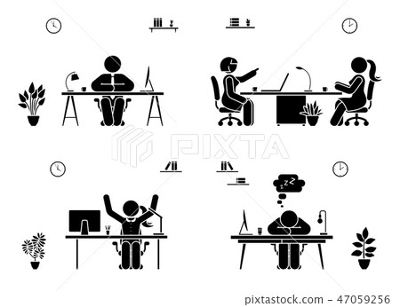 Stick figure business people icon set 47059256