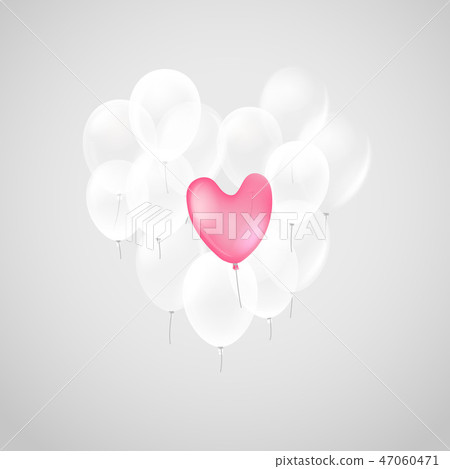 Pink heart air balloon with white balloons Pink heart air balloon with white balloons 47060471