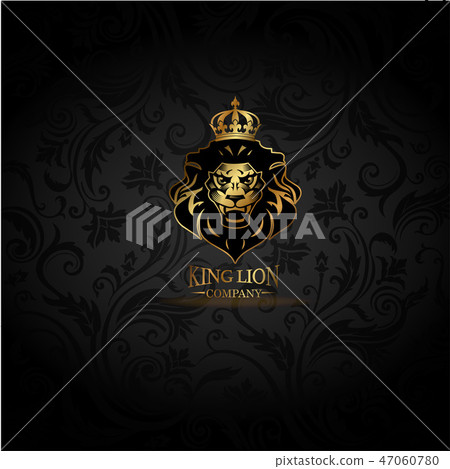 Emblem With Golden Lion Stock Illustration