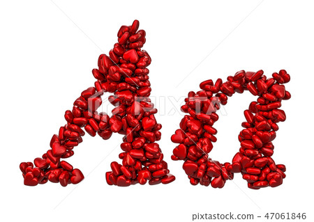 Cursive letter A from red hearts - Stock Illustration [47061846] - PIXTA
