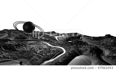 3d render of abstract planet surface. Very detailed sci fi or science fiction background in 3d render of abstract planet surface. Very detailed sci fi or science fiction background in 47062043