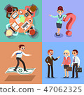 Set of business illustration. Working men and women. 47062325
