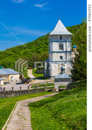 Beautiful view to Kalarashovsky Holy-Uspensky woman monastery in sany sammer day. Convent located on 47062952