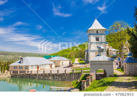 Beautiful view to Kalarashovsky Holy-Uspensky woman monastery in sany sammer day. Convent located on Beautiful view to Kalarashovsky Holy-Uspensky woman monastery in sany sammer day. Convent located on 47062953