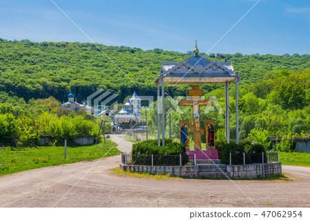 Beautiful view to Kalarashovsky Holy-Uspensky woman monastery in sany sammer day. Convent located on Beautiful view to Kalarashovsky Holy-Uspensky woman monastery in sany sammer day. Convent located on 47062954