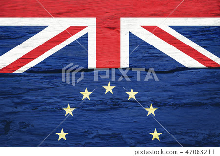 Brexit concept. Flags of the United Kingdom and the European Union on cracked grunge wall background Brexit concept. Flags of the United Kingdom and the European Union on cracked grunge wall background 47063211