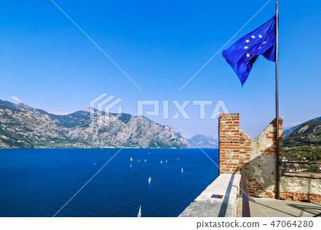 EU flag on lake Garda 47064280