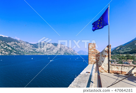 EU flag on lake Garda 47064281