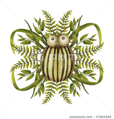 Seamless vector card with colorado beetle. 47064888