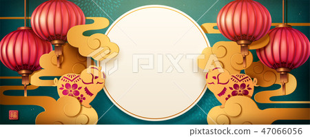 Turquoise lunar year design 47066056