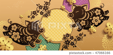 Happy New Year piggy banner Happy New Year piggy banner 47066166