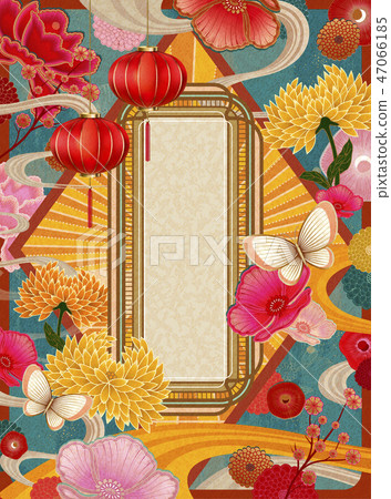 Retro colorful lunar year template Retro colorful lunar year template 47066185
