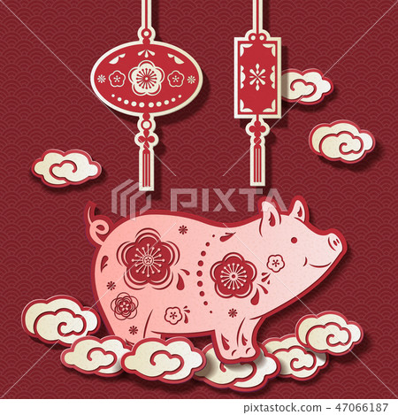 Paper art smile piggy Paper art smile piggy 47066187