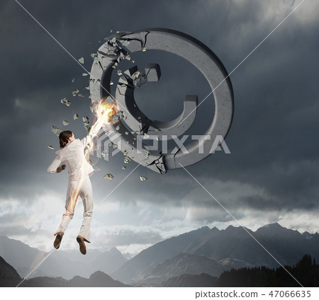 Woman crashing copyrighting sign Woman crashing copyrighting sign 47066635