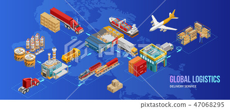 Global logistics chart over world map Global logistics chart over world map 47068295
