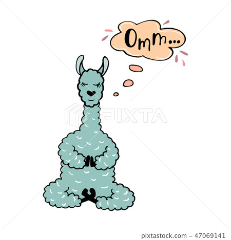 Cute hand-drawn illustration of a lama-yogas Cute hand-drawn illustration of a lama-yogas 47069141