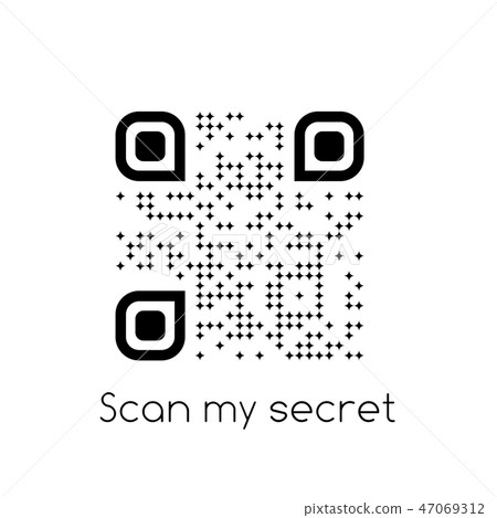 Vector illustration of Qr-code. Scanned Qr code reads I love you with hearts, valentine sticker, t 47069312
