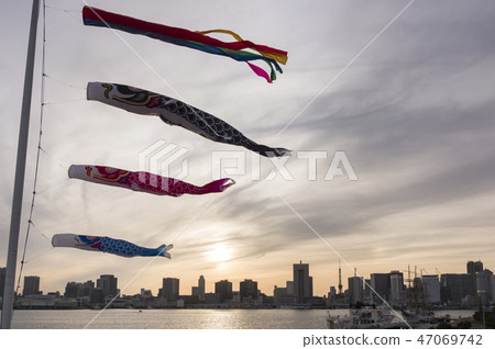 Sunset and carp streamer Sunset and carp streamer 47069742