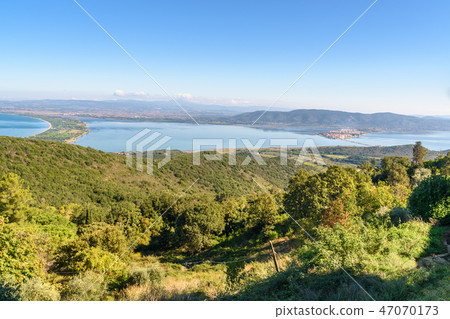 View of Orbetello from mountain Argentario. Italy View of Orbetello from mountain Argentario. Italy 47070173