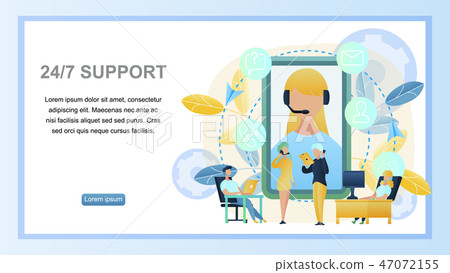 Illustration Concept Online 24to7 Support Customer 47072155