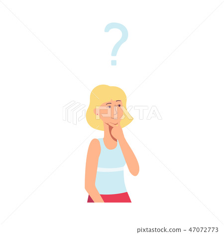 Vectotr cartoon young adult girl thinking icon 47072773