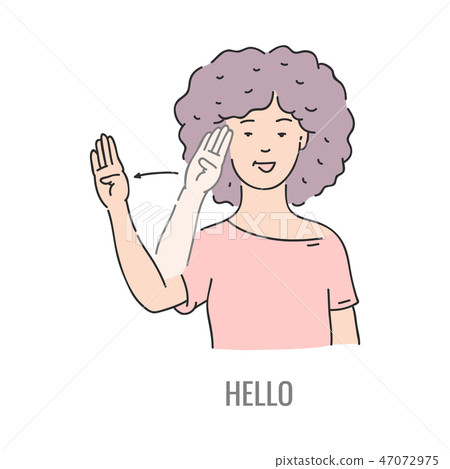 Vector deaf mute sign language character gesture 47072975