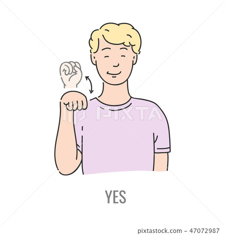 Vector deaf mute sign language character gesture 47072987