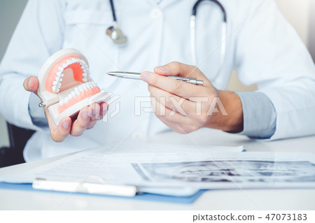 Dentist learning how to brush teeth 47073183