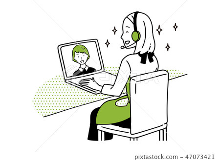 Housewife using a web camera. Housewife using a web camera. 47073421