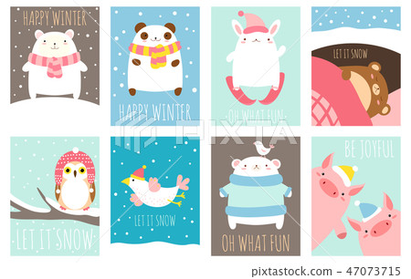 Happy winter. Set of template card 47073715