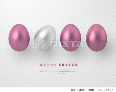 3d metallic rose gold and white eggs. 3d metallic rose gold and white eggs. 47075622